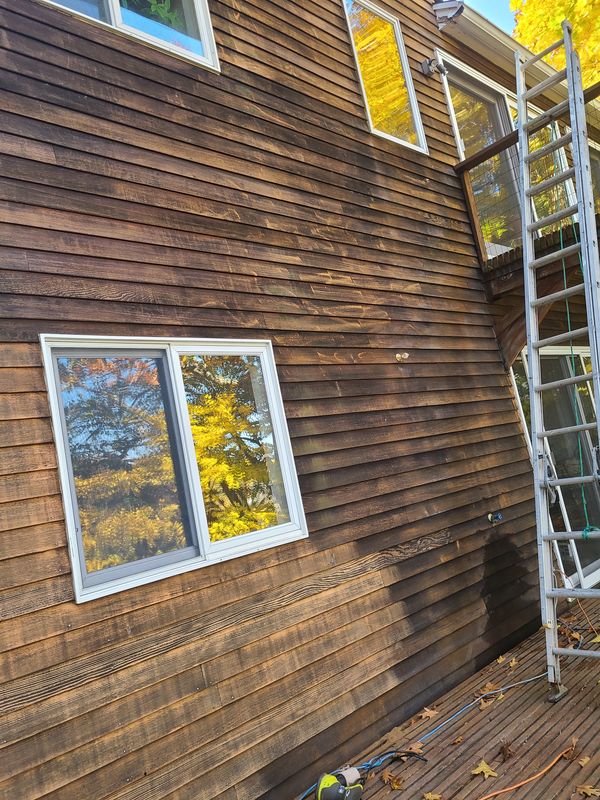 Staging set for barn siding restoration