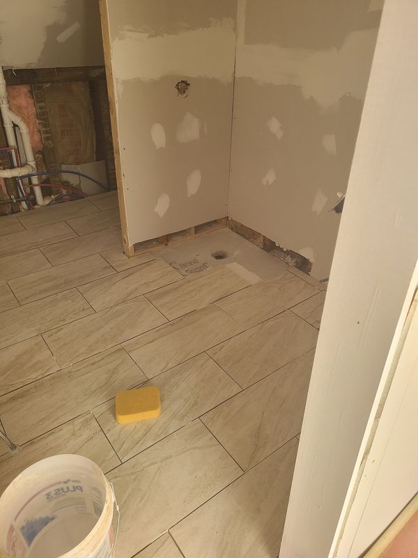 Blueboard installed and skimmed during interior renovation
