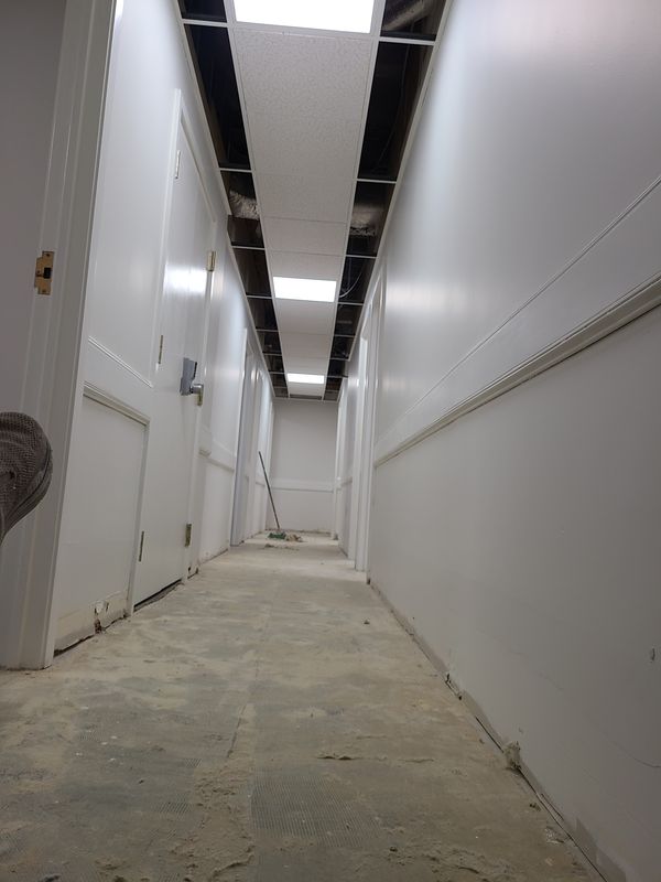 Commercial corridor during build-out and finishing