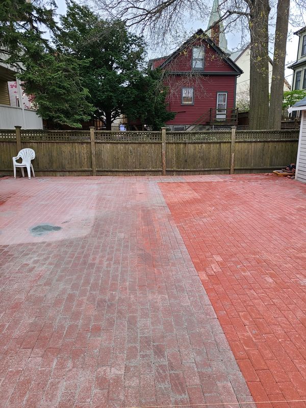 Completed brick patio and hardscape