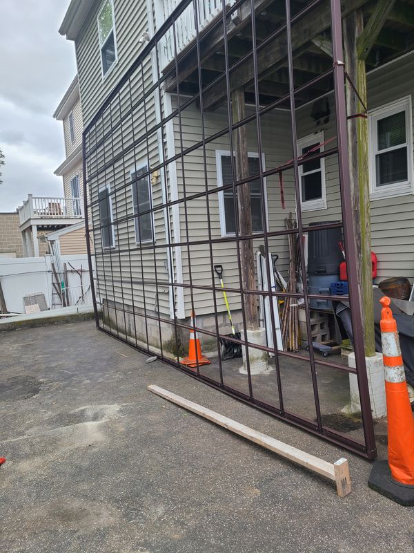 Steel pergola structure prepared and finished